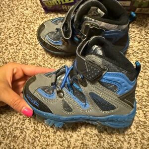 Kids Blue and Gray Hiking Shoes- 9.5 toddler